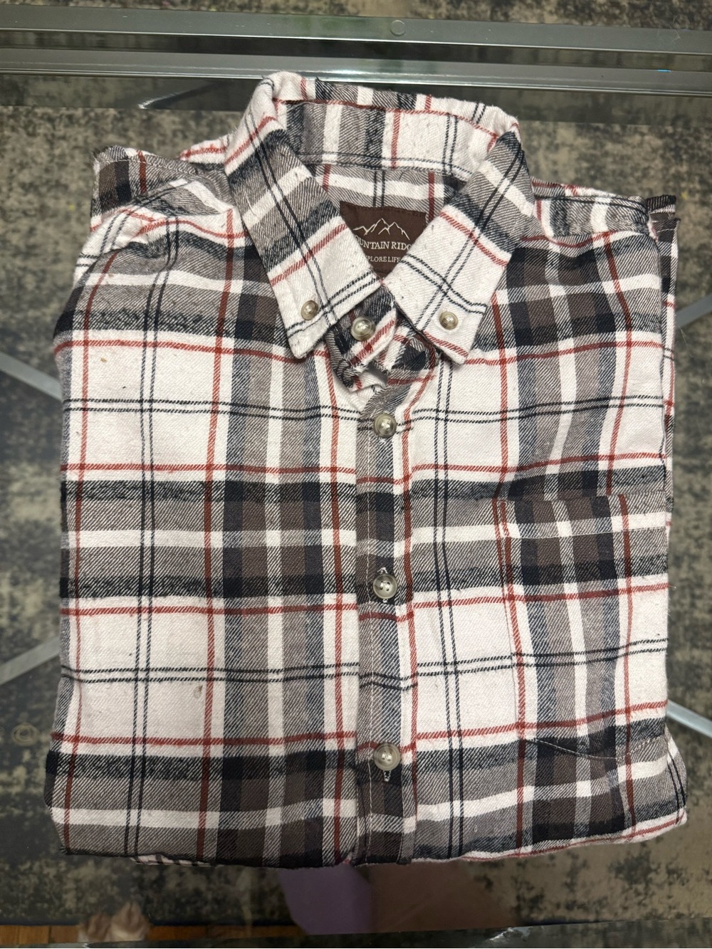 Large Men’s Plaid Button-Down Shirt Lot - White, Brown & Red - Picture 4 of 5
